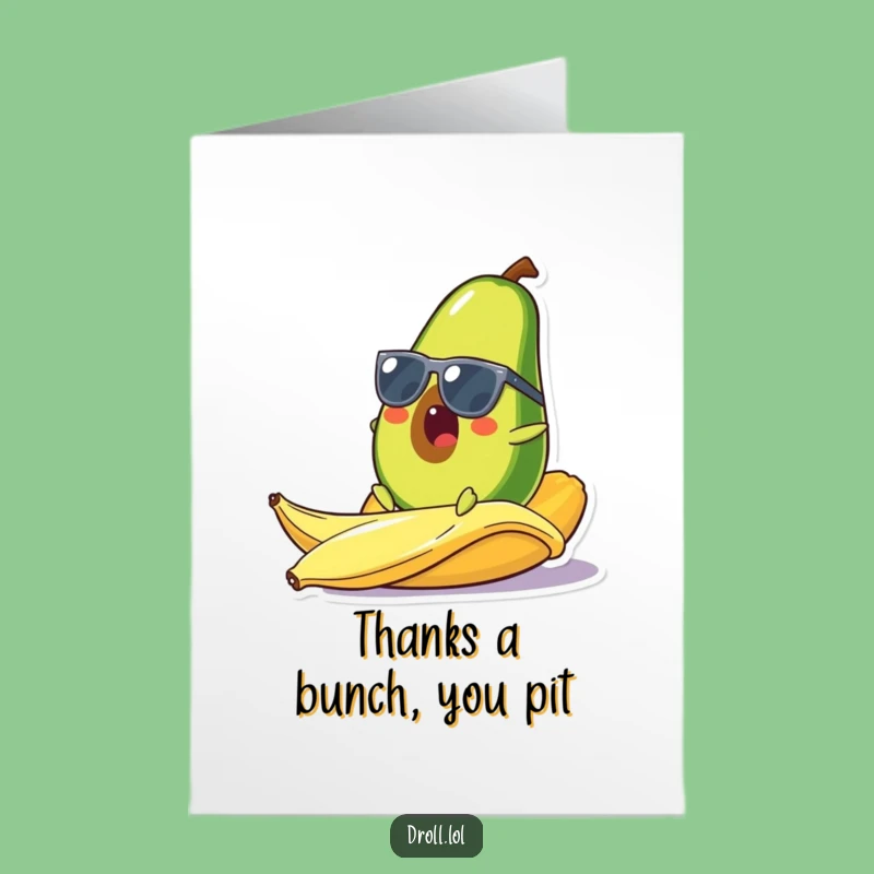 Free Printable Thank You Avocado Card: Funny Slipping Fruit Downloadable Gift