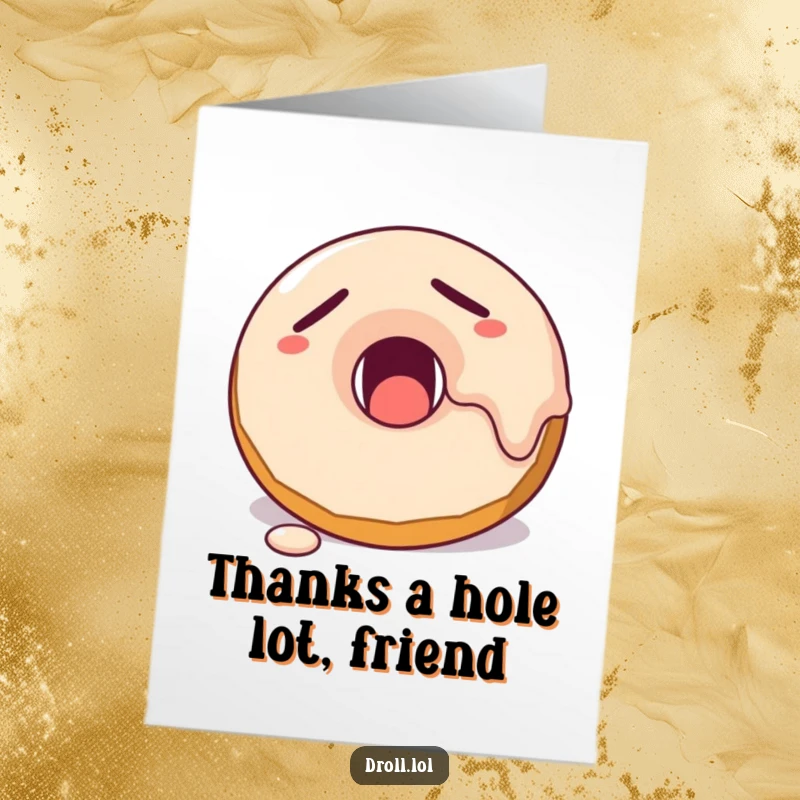 Funny Free Printable Thank You Card: A sleepy donut character yawning, showing appreciation with a relaxed, sweet expression.