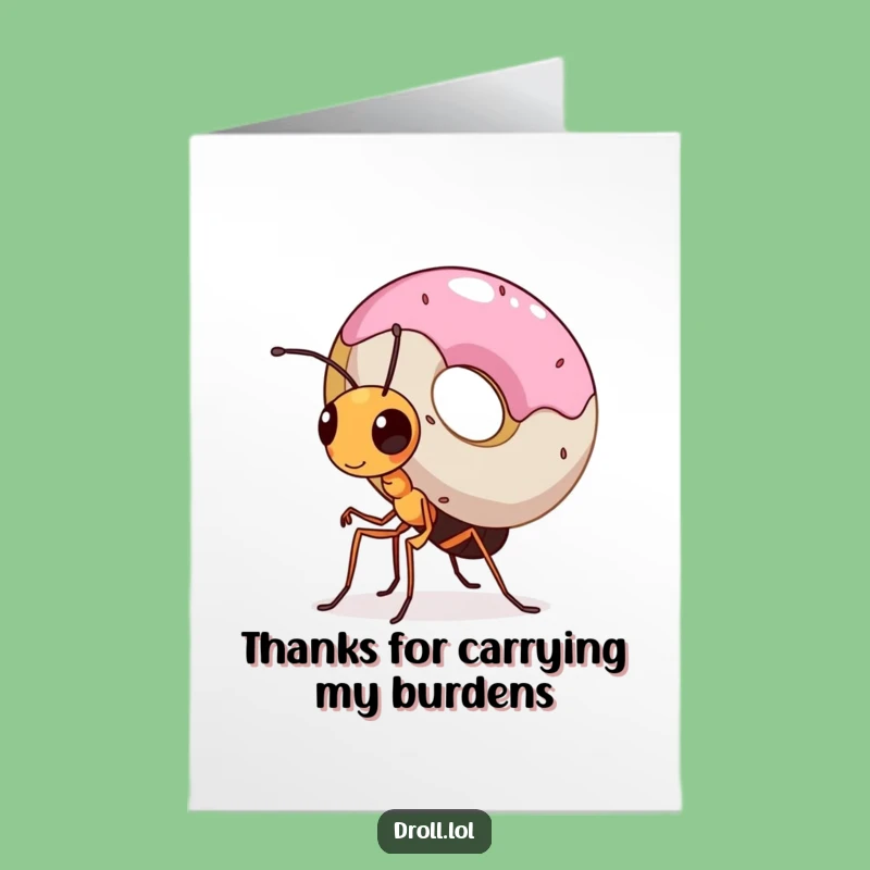 Free Printable Ant Thank You Card: Donut Carrier Gratitude Downloadable Gift