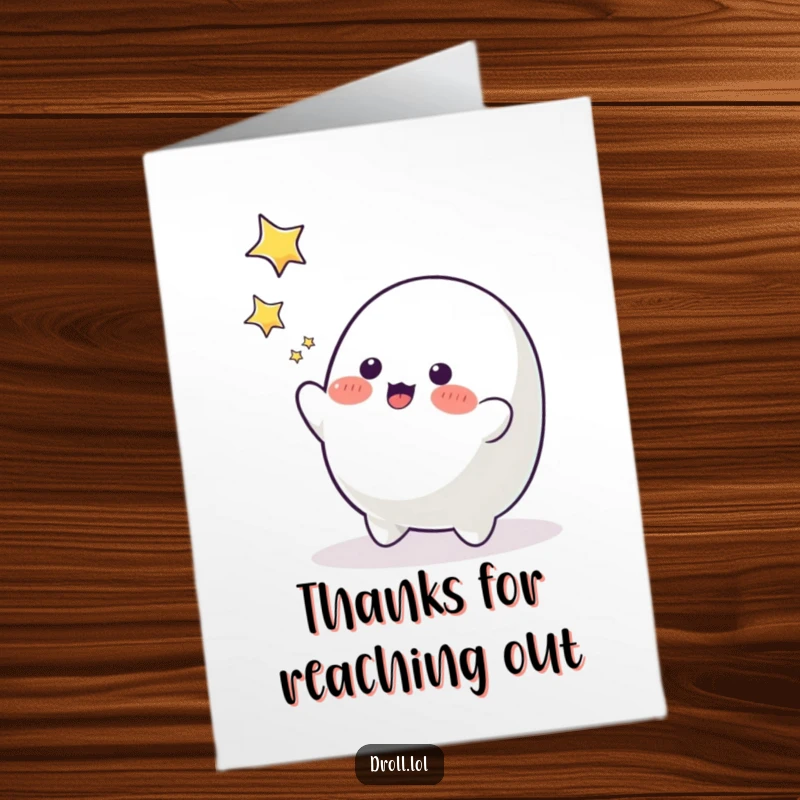 Funny Free Printable Thank You Card: A playful blob character joyfully tries to catch falling stars, saying thank you.