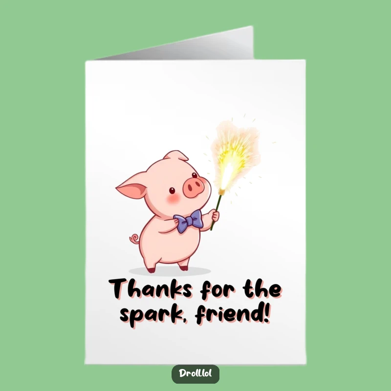 Free Printable Piglet Sparkler Thank You Card - Festive Downloadable