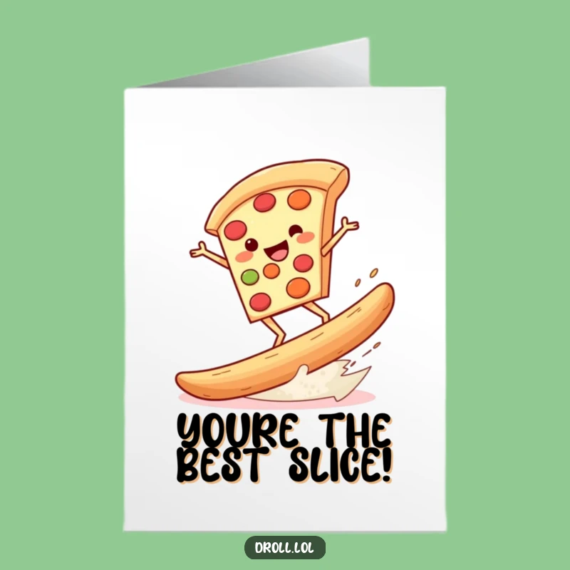 Free Printable Thank You Card: Pizza Surfing Breadstick Funny Downloadable Gift