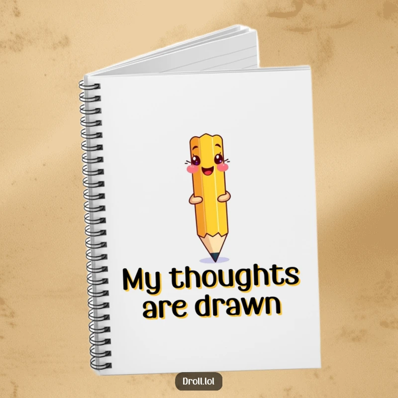 Funny Pencil Drawing Notebook: A pencil drawing itself onto a page, perfect for sketch notes.