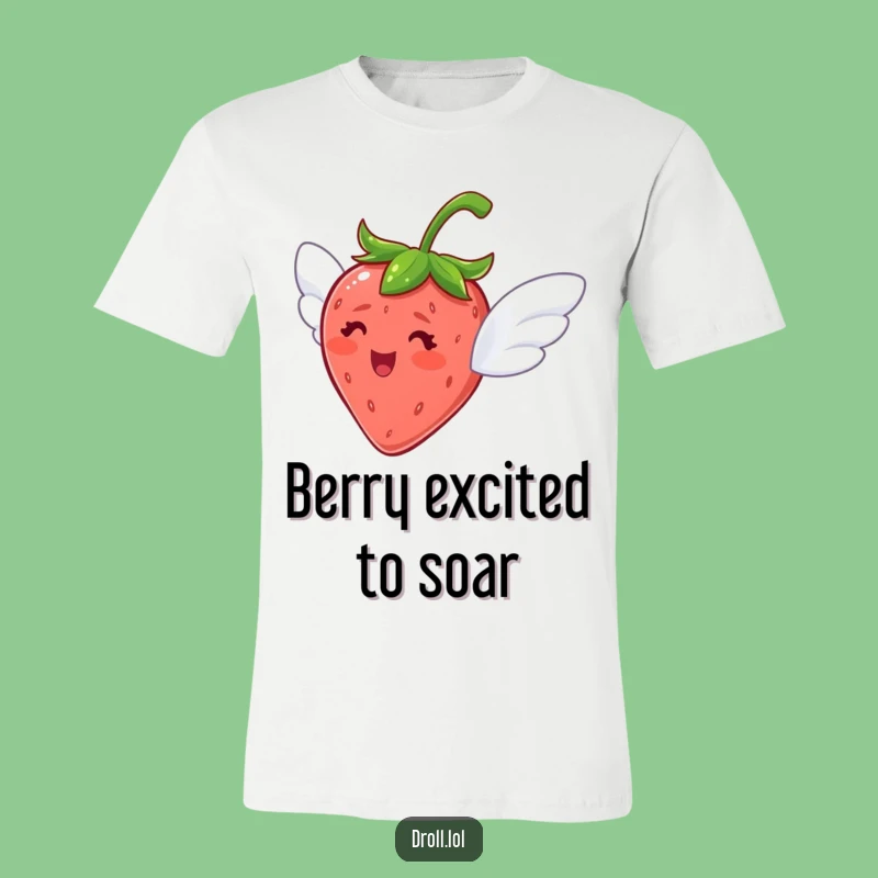 Funny Flying Strawberry T-Shirt: Delighted Flight, Fun Fruit Tee Gift!