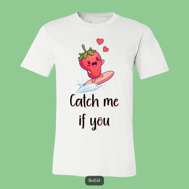 Funny Strawberry Surfing T-Shirt - Humorous Fruit Adventure Gift for Him or Her