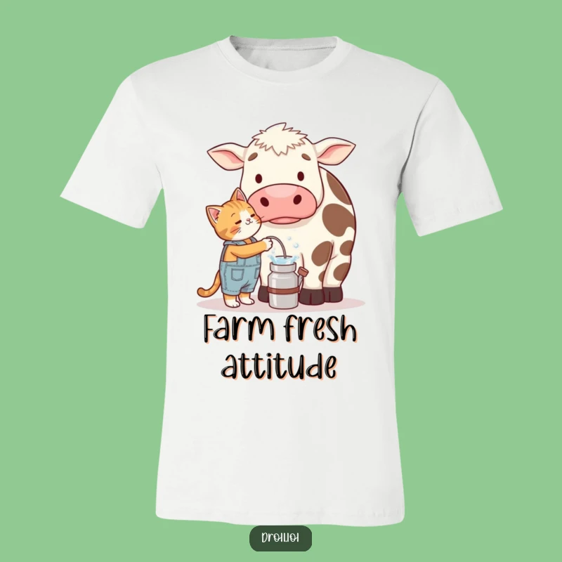 Funny Cat Milking Cow T-Shirt - Hilarious Farm Animal Lover Gift Apparel!