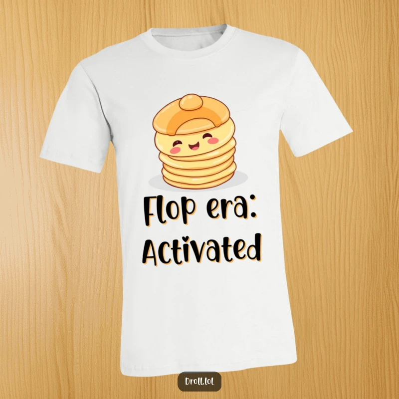 Funny Happy Pancake T-Shirt: A happy pancake character joyfully tumbling off a stack, perfect for a funny breakfast vibe.