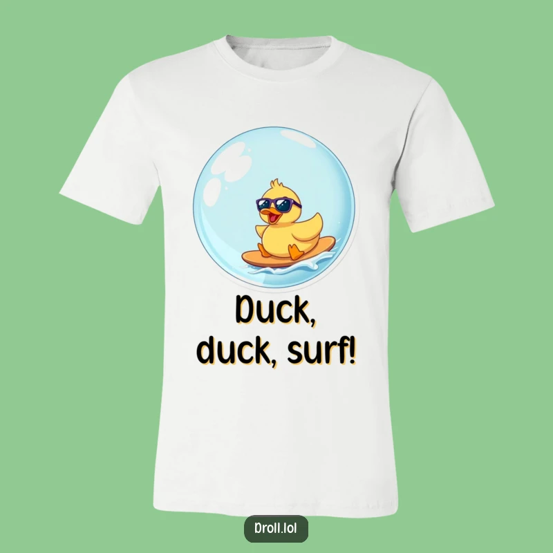 Funny Rubber Duck Surfing Bubble T-Shirt: Hilarious Gift for Cool Dudes and Dudettes