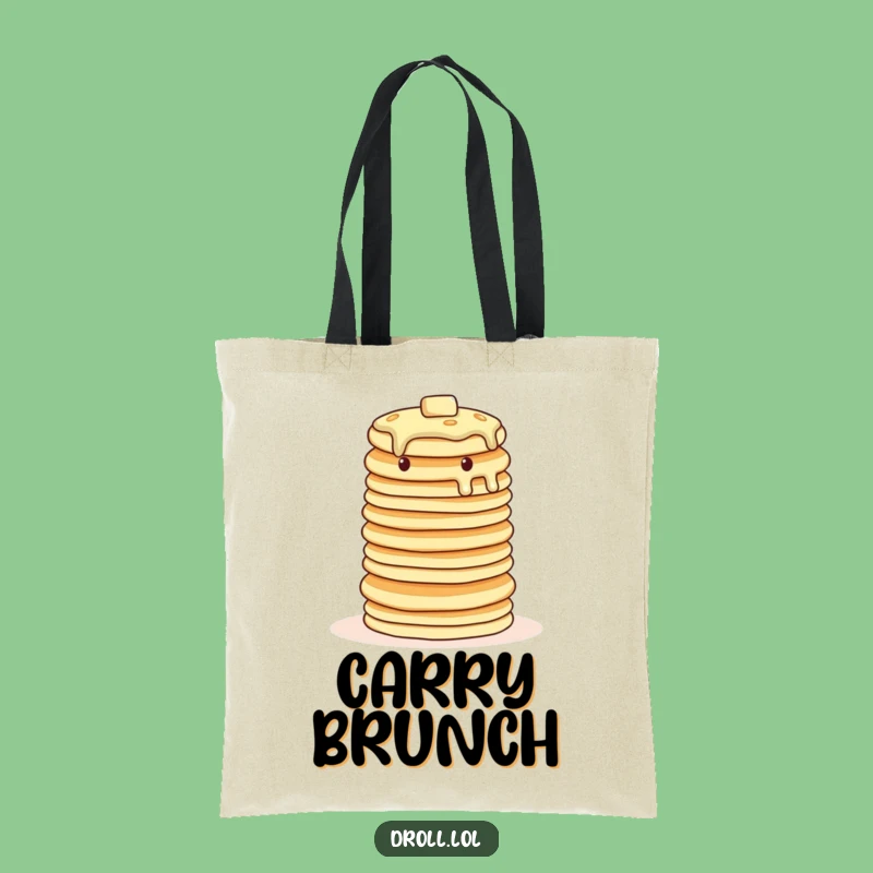 Funny Wobbly Pancake Tote Bag: Breakfast Balancing Act's Handy Carry-All Gift