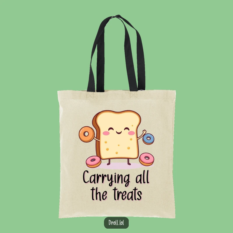Funny Toast Donut Juggling Tote Bag: Happy Foodie Carry-All, Great Gift!