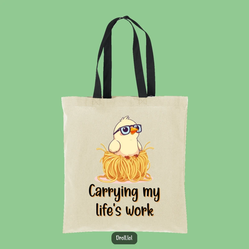 Funny Bird Spaghetti Nest Tote Bag: Carry Your Laughs with Hilarious Style!