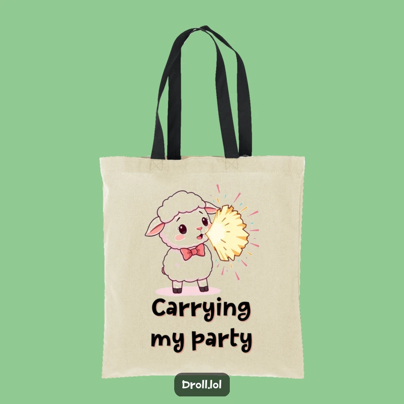 Funny Surprised Sheep Bowtie Tote Bag: Carry Your Party Spirit Hilariously!