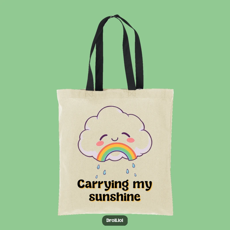 Funny Joyful Cloud Tote Bag: Carry Happiness with this Rainbow Maker