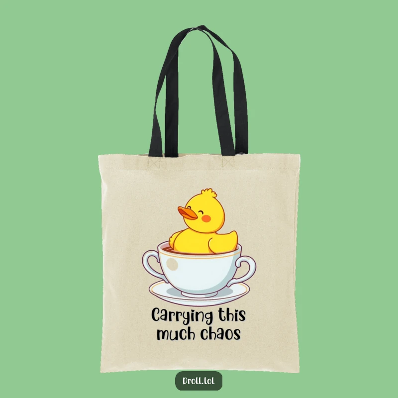 Funny Confused Duck Teacup Tote Bag - Stylish & Humorous Carry-All!