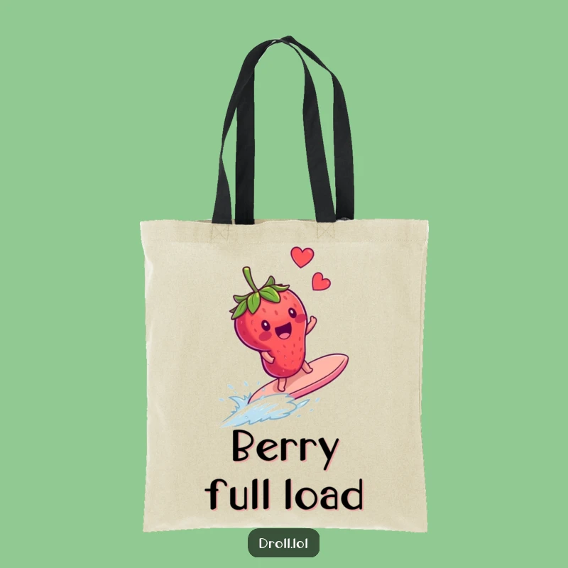 Fun Funny Strawberry Surfing Blueberry Tote Bag - Chic Fruit Accessory