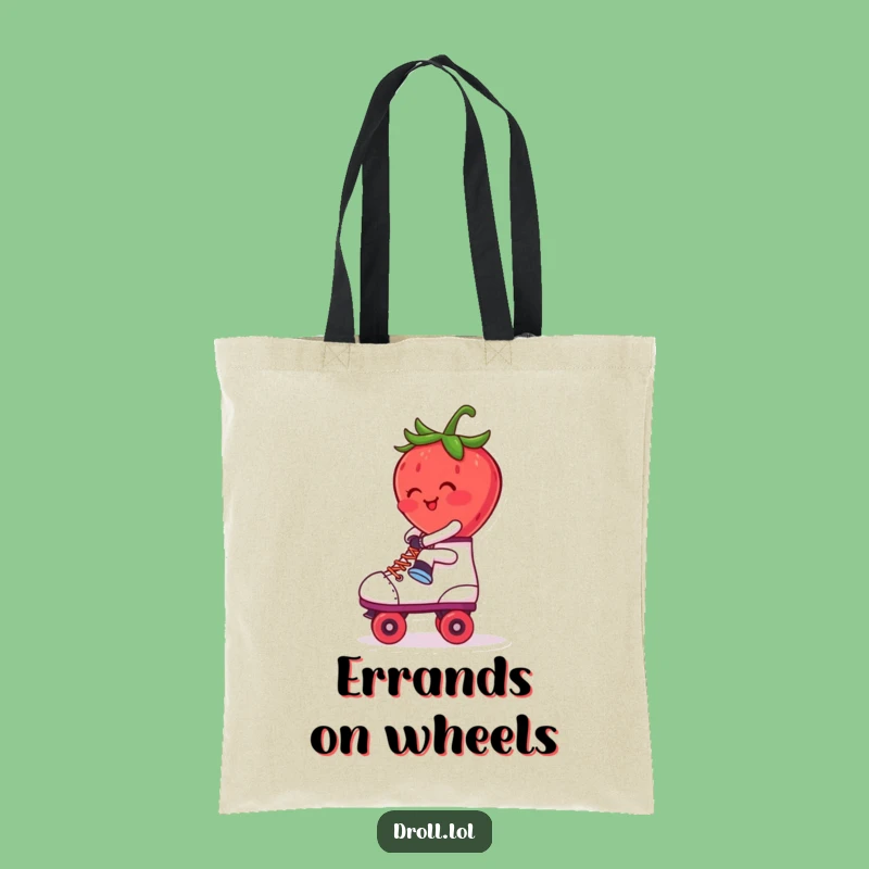 Funny Blushing Strawberry Roller Skate Tote Bag: Carry Your Style - Funny Gift!