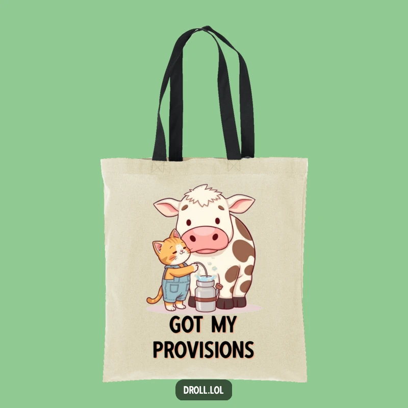 Funny Cat Milking Cow Tote Bag - Carry Your Laughs Everywhere Gift!