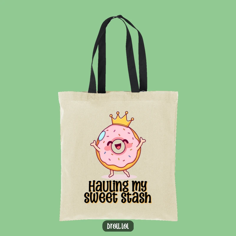 Funny Donut Dance Tote Bag: Cheerful Crowned Treat Accessory Gift