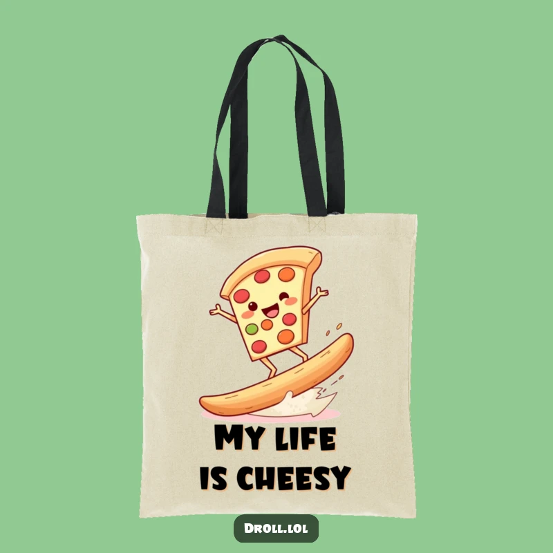 Funny Pizza Surf Tote Bag: Carry Your Goods with this Hilarious Pizza Surfer